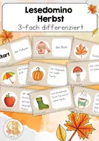 Vorschau - Spiele - Lesedomino - Herbst (Freiarbeit DaZ 1. Klasse / 2. Klasse / 3. Klasse) - Deckblatt