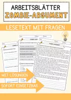 Vorschau - Arbeitsblätter - Zombie-Argument Ethik und Philosophie Lesetext mit Richtig Falsch Multiple Choice und Fragen zum Text - Deckblatt