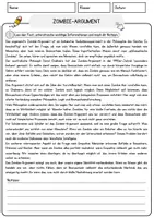 Vorschau - Arbeitsblätter - Zombie-Argument Ethik und Philosophie Lesetext mit Richtig Falsch Multiple Choice und Fragen zum Text - Seite 1