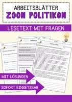 Vorschau - Arbeitsblätter - Zoon Politikon Ethik und Philosophie Lesetext mit Richtig Falsch Multiple Choice und Fragen zum Text - Deckblatt