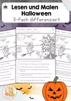 Vorschau - Arbeitsblätter - Lesen und Malen - Halloween - Deckblatt