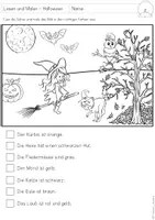 Vorschau - Arbeitsblätter - Lesen und Malen - Halloween - Seite 1