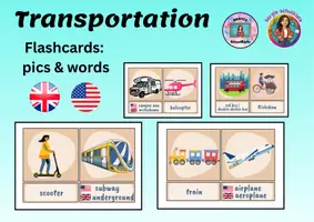 Vista previa - Tarjetas / Manipulativos - Flashcards & palabras - Transportation (English) - Portada