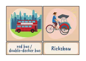 Vista previa - Tarjetas / Manipulativos - Flashcards & palabras - Transportation (English) - página 1