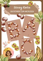 Vorschau - Poster - Literacy-Karten - Buchstaben mit Kastanien nachlegen - Deckblatt