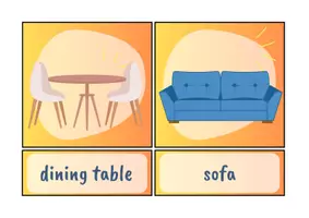 Vista previa - Tarjetas / Manipulativos - Flashcards: furniture + rooms - English - página 2
