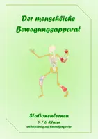 Vorschau - Arbeitsblätter - Stationenlernen - menschlicher Bewegungsapparat inkl. Erklärfilmen - Deckblatt