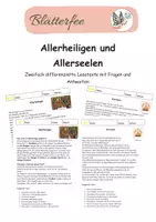 Vorschau - Arbeitsblätter - Allerheiligen und Allerseelen: Zweifach differenzierte Texte - Deckblatt