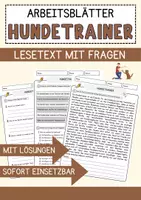 Vorschau - Arbeitsblätter - Hundetrainer Arbeitsblätter mit Fragen + Lösungen Deutsch DaZ Grundschule AB - Deckblatt