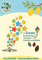 Vorschau - Mal- und Bastelvorlagen - Vorlage Fensterbilder Klassenzimmerdekoration Leseecke Buch Blätter Drachen - Deckblatt