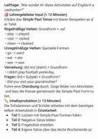 Vorschau - Stundenentwürfe - Unterrichtsentwurf_ das Simple Past Tense English 7/ 8 Klasse - Seite 1