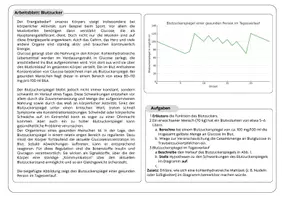 Vorschau - Arbeitsblätter - Blutzucker - Arbeitsblatt mit Lösungen - Seite 1