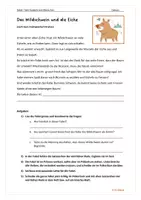 Vorschau - Arbeitsblätter - Fabel: "Das Wildschwein und die Eiche" (Textverständnis, Präteritum, wörtliche Rede, Lehre) +LÖSUNGEN - Seite 1