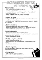 Vorschau - Arbeitsblätter - Schwarze Katze mit kleiner Spinne Kunstprojekt - Malen im Herbst & Halloween - Seite 1