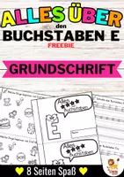 Aperçu - Feuilles d'exercices - Gratuit: Alles über den Buchstaben E Buchstabeneinführung - Heft (Grundschrift) | Allemand - Page de couverture