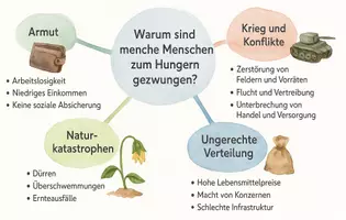 Vorschau - Arbeitsblätter - Arbeitsblätter zum Thema "Warum sind manche Menschen zum Hungern gezwungen?" + Lösung & MP3 + Mindmap + Infografik - Seite 2