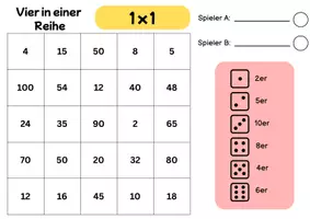 Vorschau - Spiele - Vier in einer Reihe Einmaleins 1x1 - Seite 1