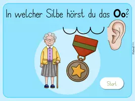 Vorschau - Spiele - Buchstabeneinführung Oo - Silbenanzahl - In welcher Silbe ist das Oo? - interaktive PDF - Seite 1