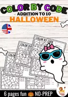 anteprima - Esercizi - Color by code - Addition to 10 (Halloween) | Aggiunta Matematica Inglese - Pagina di copertina