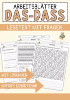 Vorschau - Arbeitsblätter - das-dass Arbeitsblätter mit Fragen + Lösungen Deutsch DaZ AB - Deckblatt