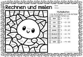 Aperçu - Feuilles d'exercices - Rechen-Mal-Blätter - Multiplikation (Halloween) Multiplications Mathématiques Allemand - Page 2