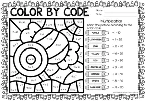 Aperçu - Feuilles d'exercices - Color by Code - Multiplication (Halloween) | Multiplications Mathématiques Anglais - Page 3