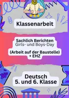 Vorschau - Fördermaterial/Inklusion - Girls- und Boys-Day | Sachlich Berichten – Klassenarbeit Deutsch - Deckblatt