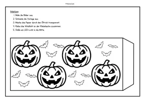 Vorschau - Mal- und Bastelvorlagen - Halloween Windlichter: Bastelidee Kunst Grundschule - Seite 1