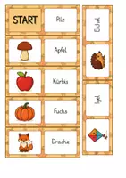 Vorschau - Spiele - Lese Domino Herbst - Wörter lesen (auch in Silbenschrift) - Seite 1