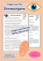 Vorschau - Arbeitsblätter - Sinnesorgane - Fragen zum Film - WAS IST WAS - Auge - Ohr - Deckblatt