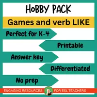 Vista previa - Decoración del aula - Hobby vocabulary, grammar and games pack |ESL | verb LIKE - página 1