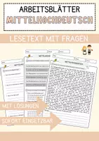 Vorschau - Arbeitsblätter - Mittelhochdeutsch Arbeitsblätter mit Fragen + Lösungen Deutsch DaZ AB - Deckblatt