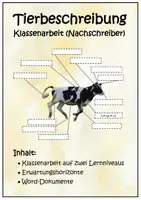 Vorschau - Klassenarbeiten - Tierbeschreibung. Klassenarbeit (Nachschreiber). Eine eigene Tierbeschreibung verfassen - Deckblatt