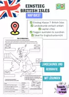 Vorschau - Arbeitsblätter - 🌍✨ Einstieg: British Isles - Englisch 7 🇬🇧📚 - Deckblatt
