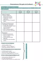 Vorschau - Arbeitsblätter - Wie gebe ich Feedback, Feedback-Hilfe, Feedbacksheet Präsentationen - Deckblatt
