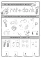 Vorschau - Anderer Materialtyp - Erntedank Doppelseitige Kopiervorlage für die 1. Klasse - Seite 1