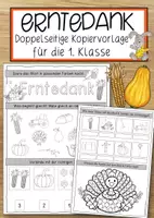 Vorschau - Anderer Materialtyp - Erntedank Doppelseitige Kopiervorlage für die 1. Klasse - Deckblatt