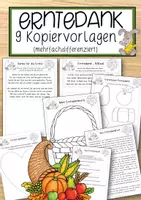 Vorschau - Anderer Materialtyp - Erntedank 9 Kopiervorlagen (mehrfachdifferenziert) - Deckblatt