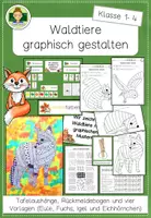 Vorschau - Stundenentwürfe - Kunst im Herbst: Waldtiere mit graphischen Mustern gestalten (Grundschule) - Deckblatt