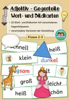 Vorschau - Merkblätter - Gegenteile bei Adjektiven - Wortkarten/ Bildkarten (Klasse 2-3) - Deckblatt