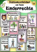 Vorschau - Bildkarten - Stationsschilder zu den Kinderrechten farbig - Deckblatt