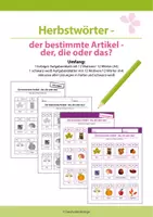 Vorschau - Arbeitsblätter - Herbstwörter: der bestimmte Artikel - der die oder das? - Deckblatt