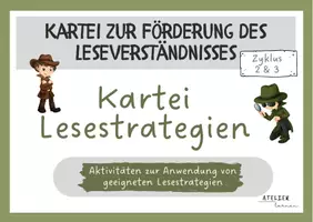 Vorschau - Aufgabenkarten - Kartei Lesestrategien - Deckblatt