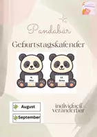 Vorschau - Mal- und Bastelvorlagen - Geburtstagskalender - Panda / Pandabär - Deckblatt