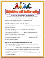 Vorschau - Arbeitsblätter - Adjektive mit Suffix -ARTIG - Deckblatt