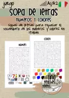Vista previa - Hojas de trabajo - Sopa de Letras italiano: números y colores | numeri e colori - Portada
