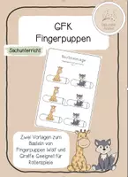Vorschau - Mal- und Bastelvorlagen - GFK - Fingerpuppen Wolf und Giraffe - Deckblatt