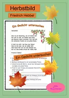Vorschau - Arbeitsblätter - "Herbstbild" von Friedrich Hebbel - ein Herbstgedicht untersuchen - Deckblatt