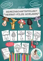 Vorschau - Stationenlernen - Bastelvorlage Klassenprojekt "Herbst-Pilze-Girlande" / Herbst - Deckblatt
