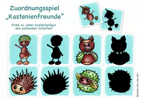 Vorschau - Spiele - Zuordnungsspiel "Kastanienfiguren" und ihr Schatten / Herbst - Seite 1